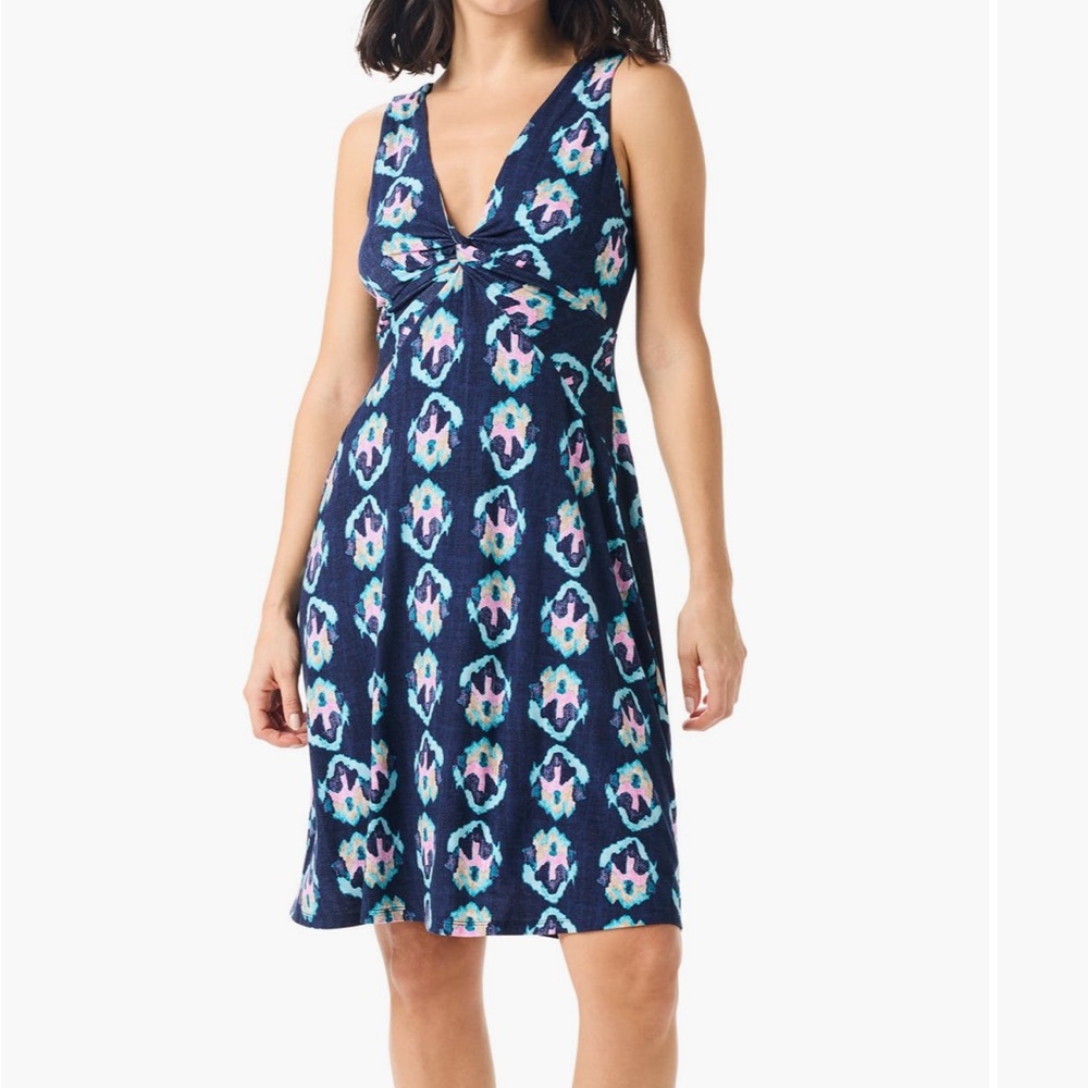 NIC+ZOE A-Line Knee-Length Skirt in White and Blue